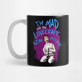 Lovecraft eZine Podcast - blue text, purple background Mug